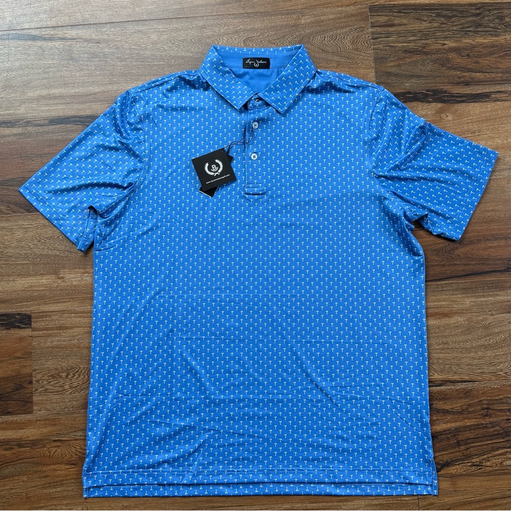 Bryon Nelson Men’s Polo Shirt in Blue with Martini Glass Pattern